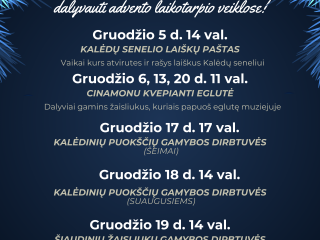 Zarasų krašto muziejus kviečia kartu laukti Kalėdų ir pasinerti į advento laikotarpio stebuklus 