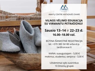 Kviečiame į vilnos vėlimo dirbtuves Antazavės dvare