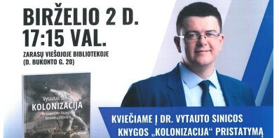 Dr. Vytauto Sinicos knygos „Kolonizacija“ pristatymas