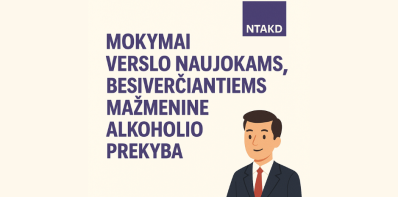 Pranešimas apie mokymus verslo naujokams, besiverčiantiems mažmenine alkoholio prekyba