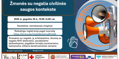 Kviečiame į nemokamą nuotolinį renginį „Žmonės su negalia civilinės saugos kontekste“