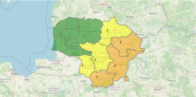 Perspėjimas apie stichinį meteorologinį reiškinį šiandien – labai smarkią audrą