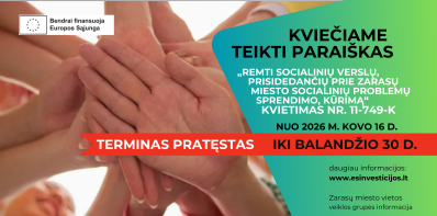 Pratęstas kvietimas socialiniams verslams
